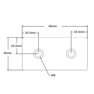 32-4590W-0 MODULAR SOLUTIONS FOOT & CASTER CONNECTING PLATE 45MM X 90MM FLAT NO HOLES